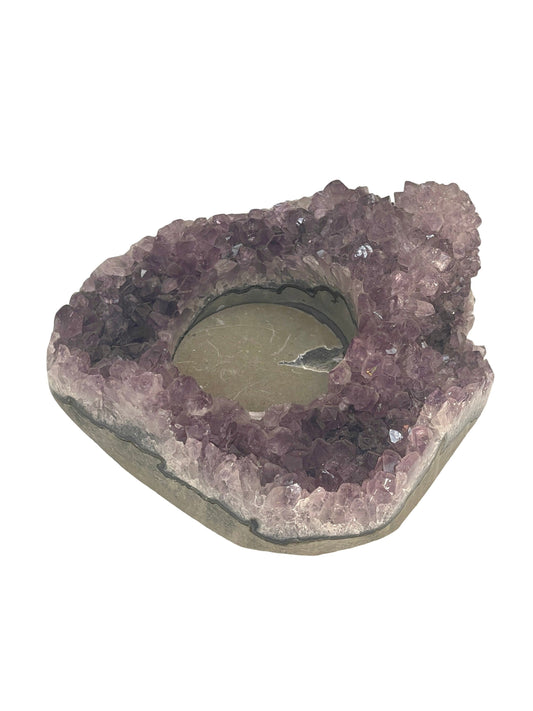 Large Raw Amethyst Candle Holder: Reiki Meditation Decor