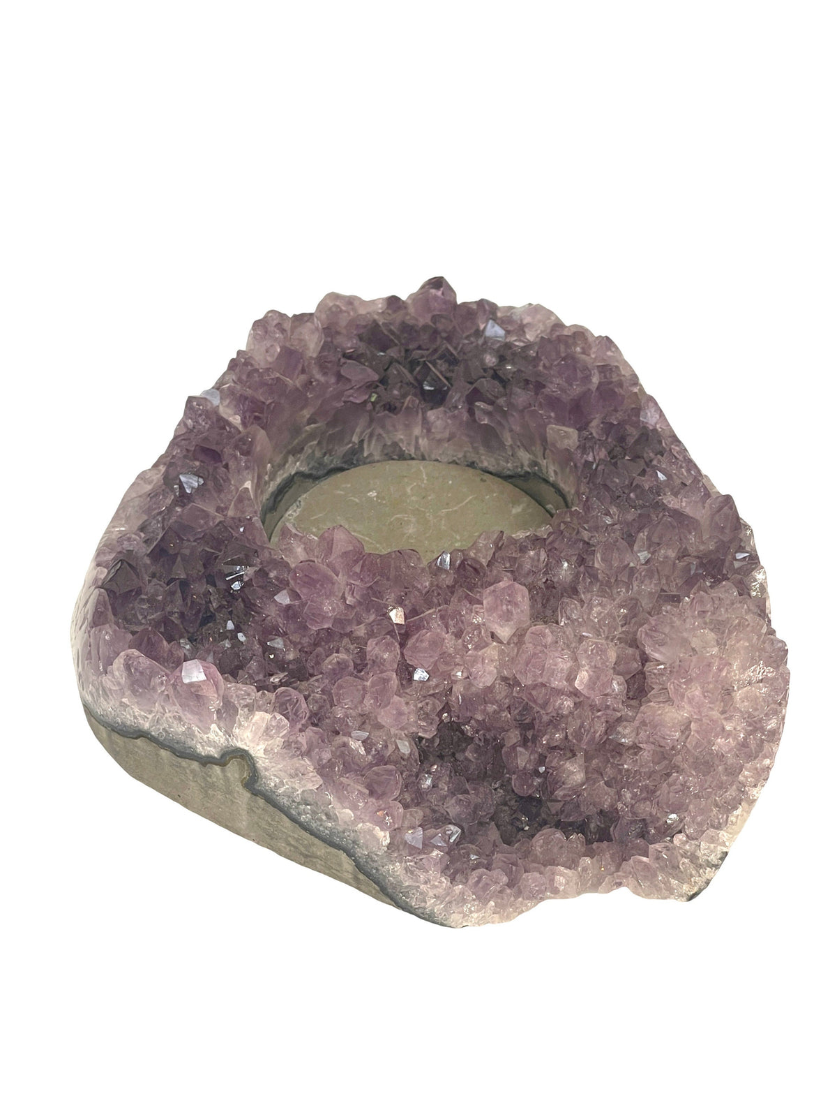 Large Raw Amethyst Candle Holder: Reiki Meditation Decor