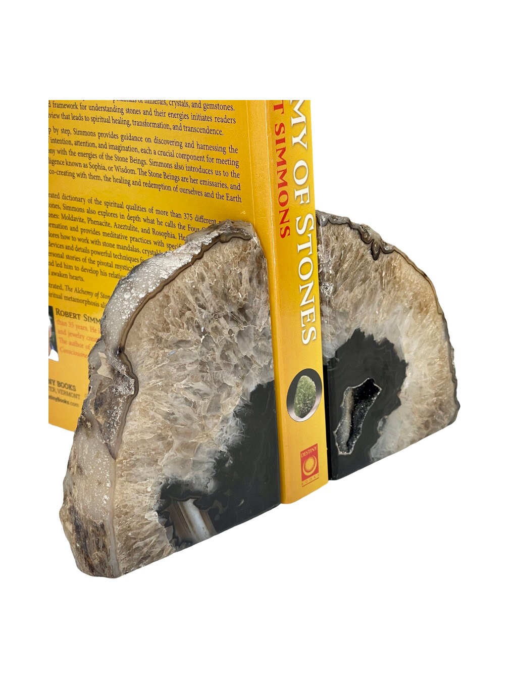 Natural Druzy Agate Bookends: Earth Tone Home Decor