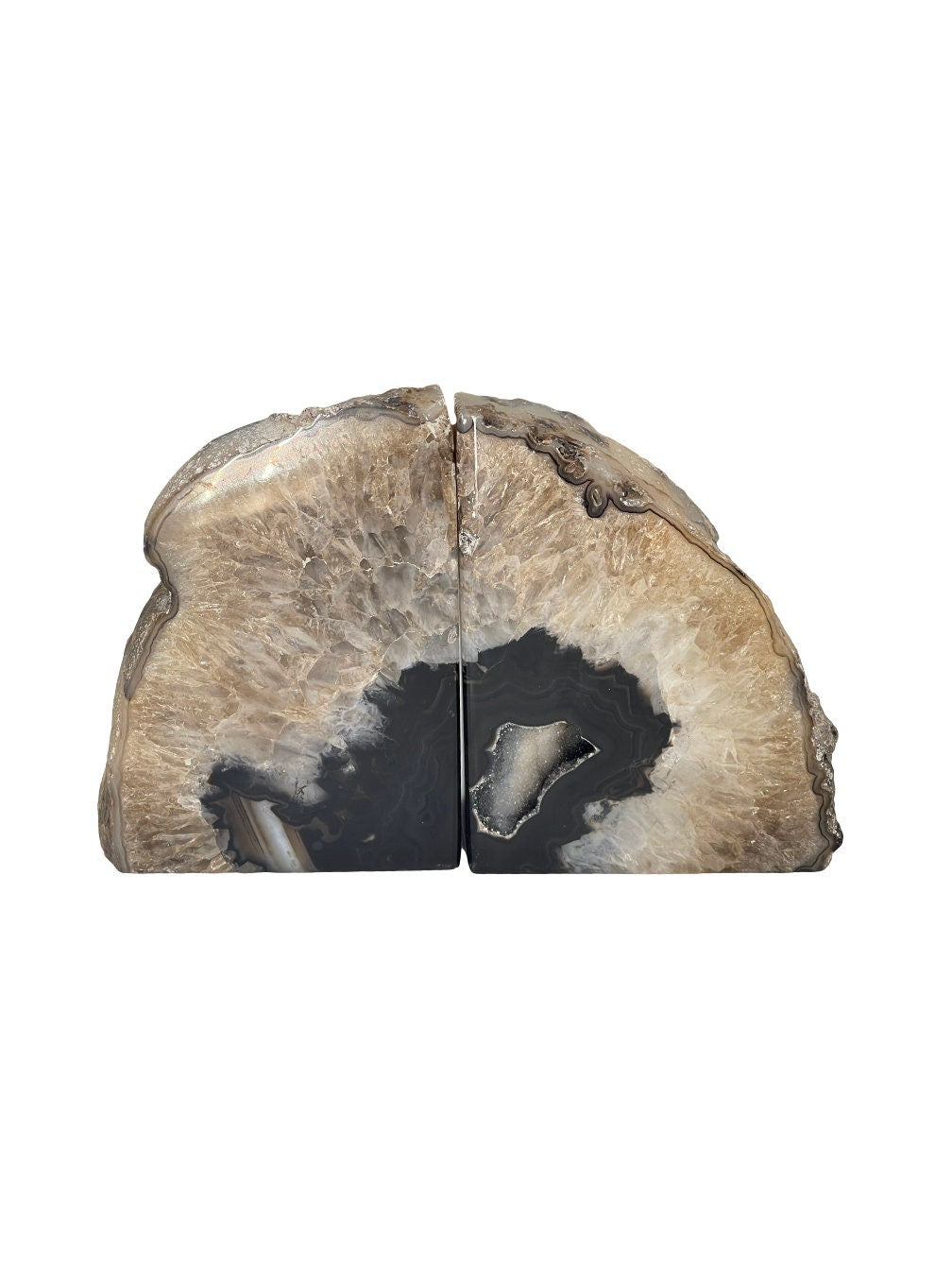 Natural Druzy Agate Bookends: Earth Tone Home Decor