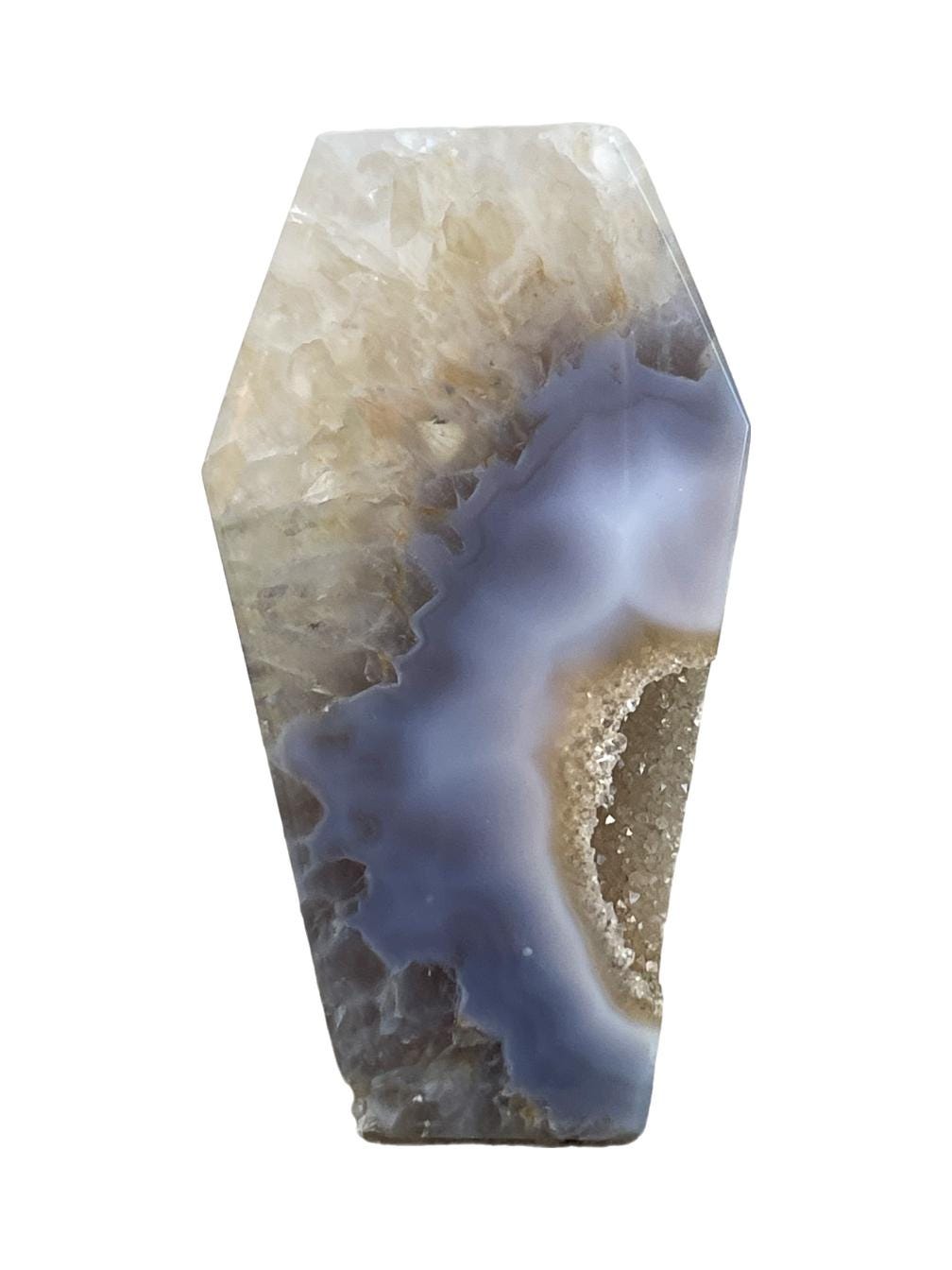 Halloween Crystal Decor, Self Standing Druzy Agate Coffin Carving
