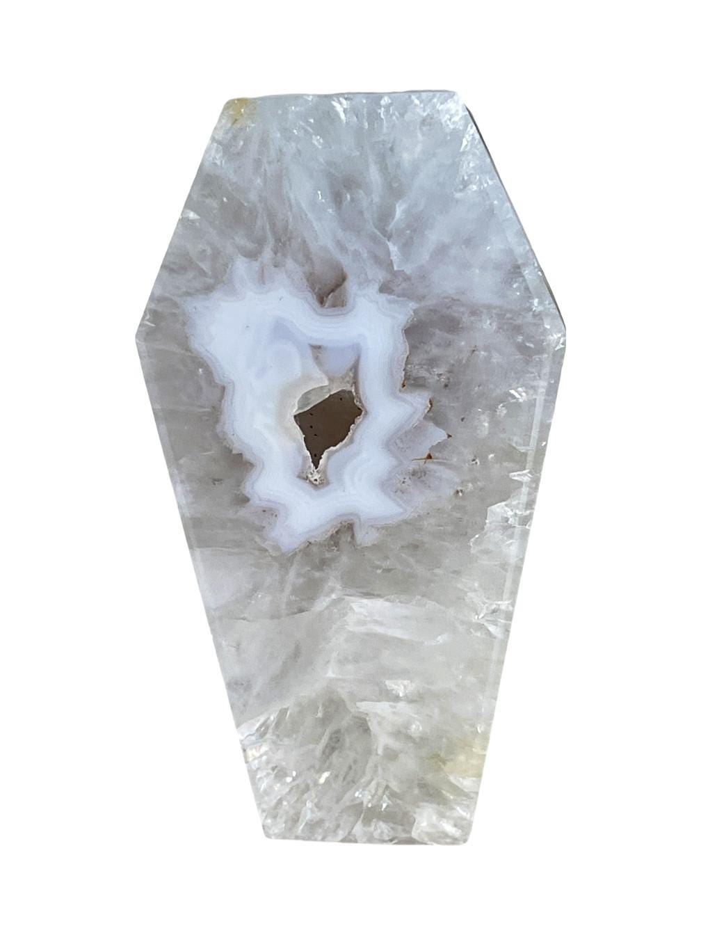 Natural Druzy Agate Coffin Carving: Halloween Crystal Decor