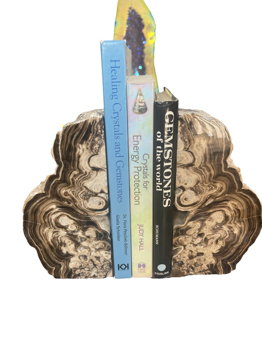 Chocolate Calcite Bookends,Home Decor, Housewarming Gift, Luxury Crystal Decor, Unique Library Decor, Gifts for Him, Christmas in July Sale
