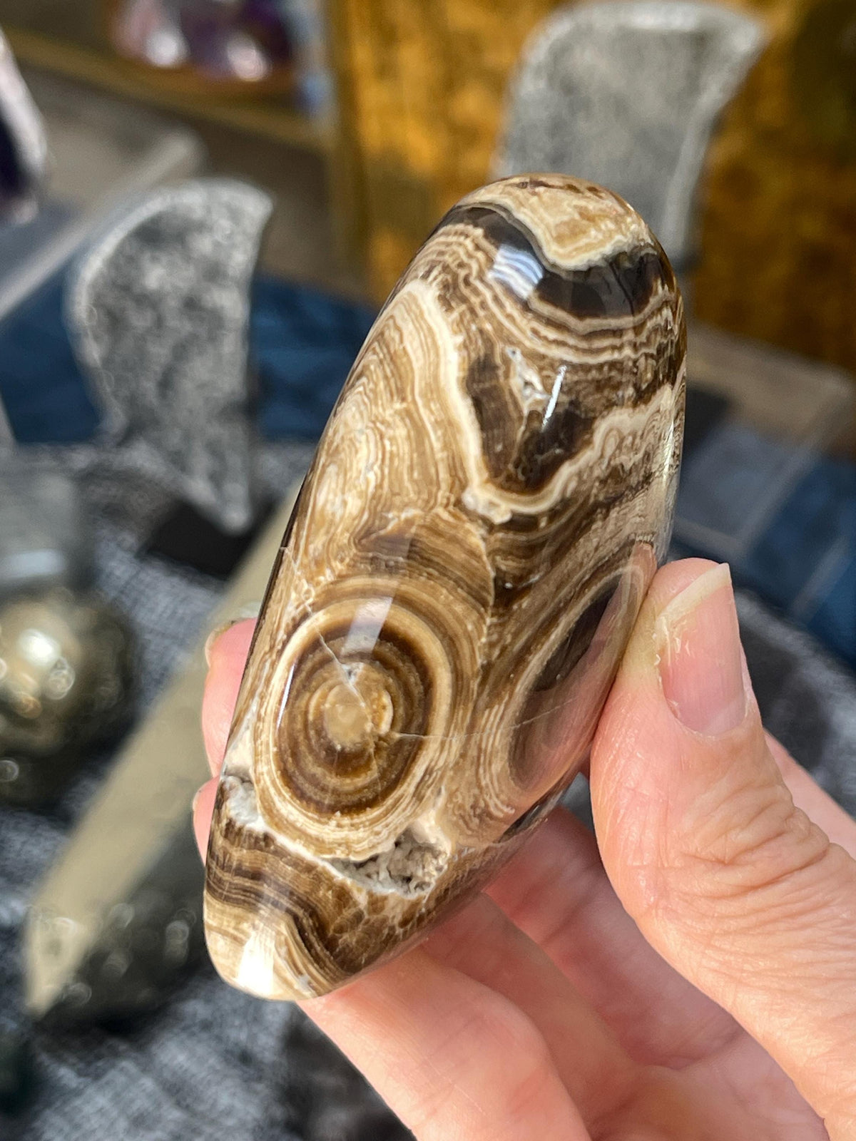 Chocolate Calcite Heart: Grounding Crystal Decor (3.25" x 2.75")