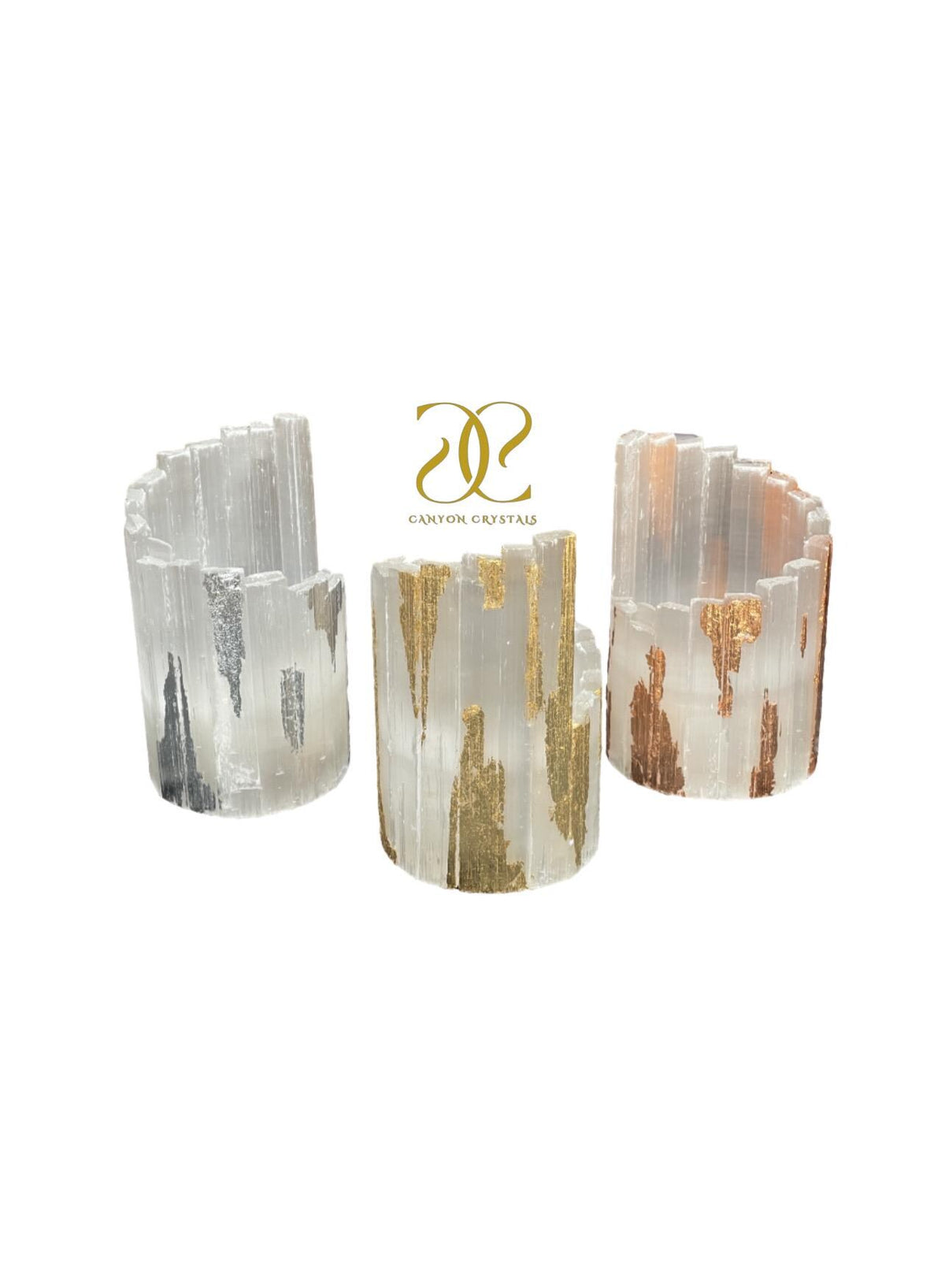 Silver Leaf Selenite Candleholder: Mother's Day Gift for Wedding, Art Deco Decor