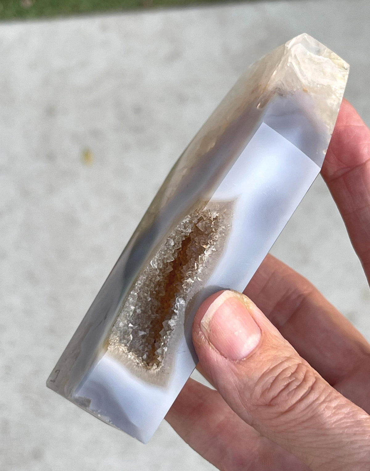 Halloween Crystal Decor, Self Standing Druzy Agate Coffin Carving