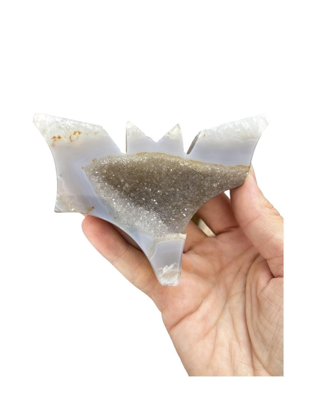 Druzy Agate Bat Carving: Halloween Crystal Decor