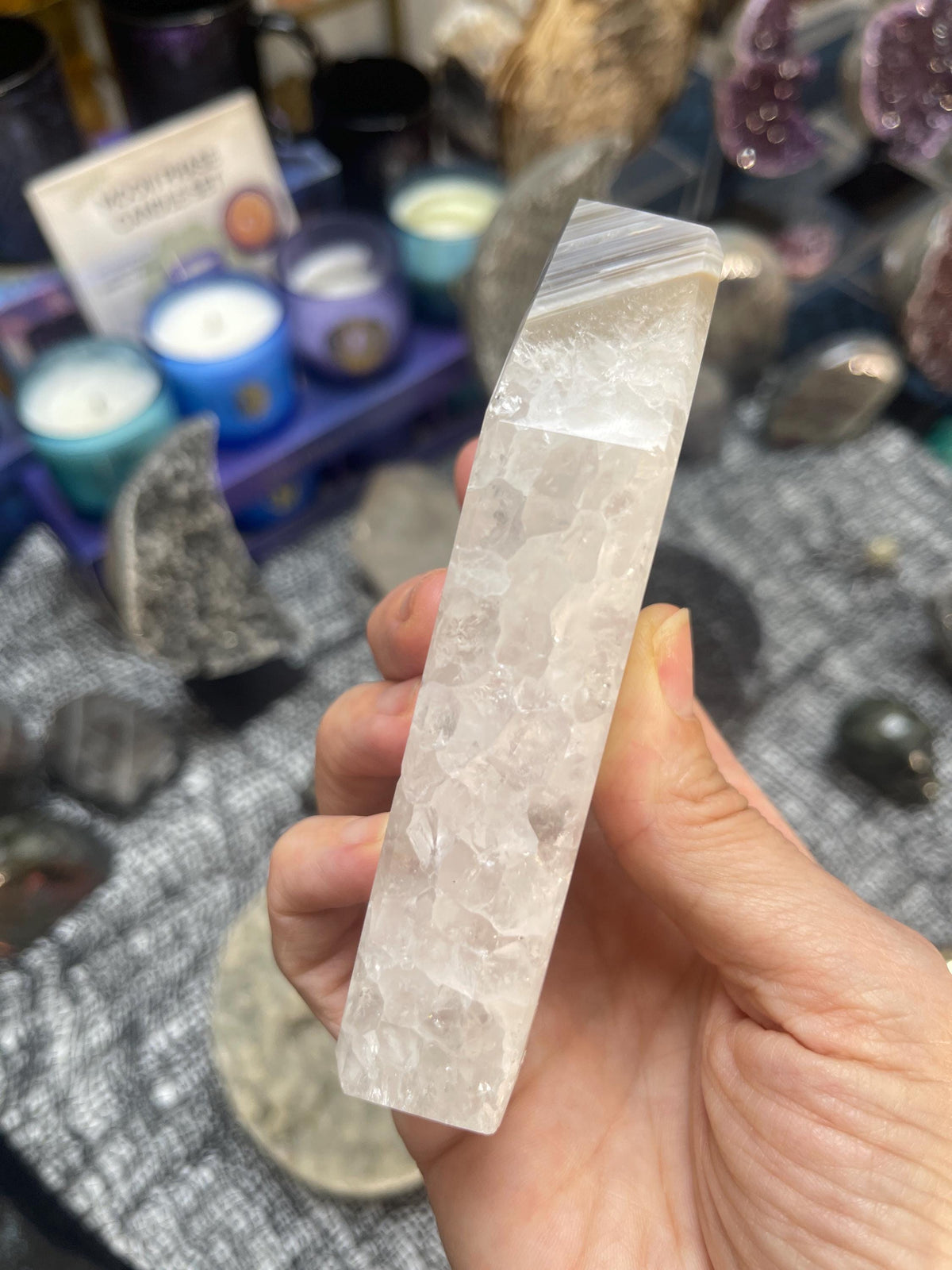 Druzy Agate Coffin Carving: Halloween Crystal Decor, 4.5"