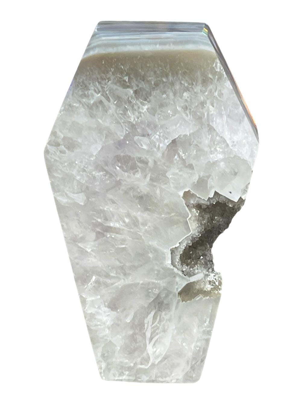 Druzy Agate Coffin Carving: Halloween Crystal Decor, 4.5"