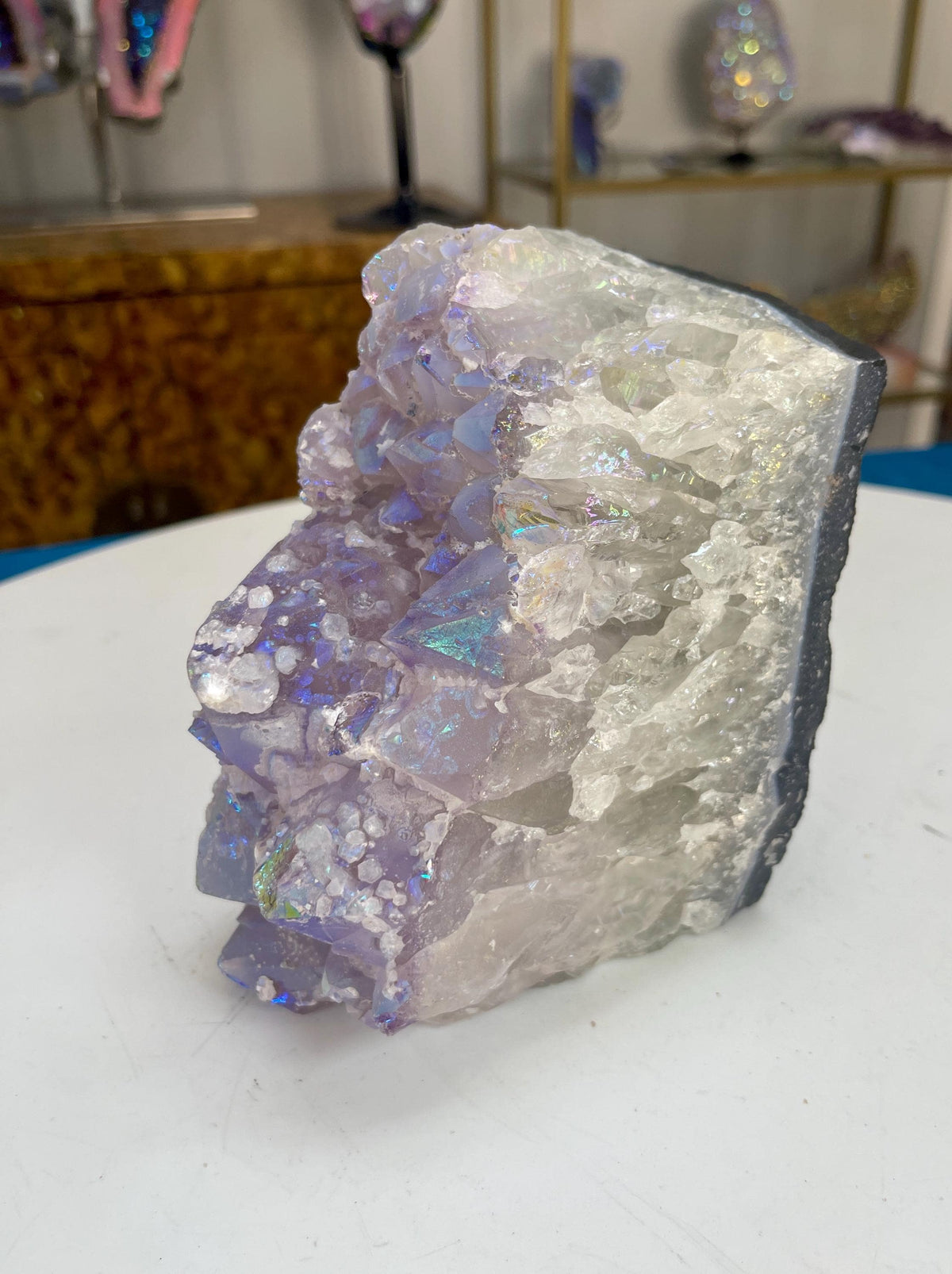 Angel Aura Amethyst Cluster with Calcite: Statement Home Decor