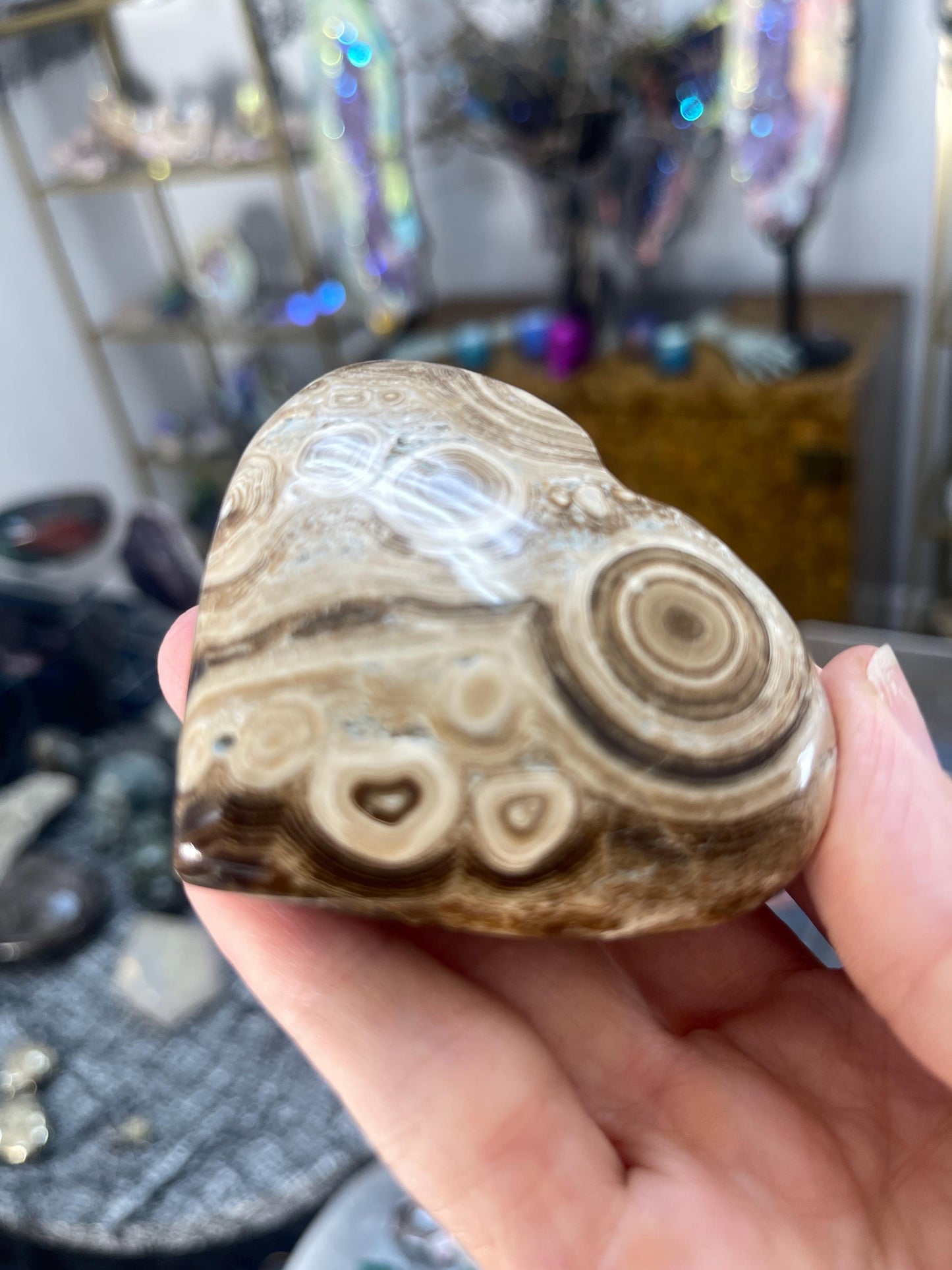 Chocolate Calcite Heart: Grounding Crystal Decor, Unique Hearts, Gifts for Him