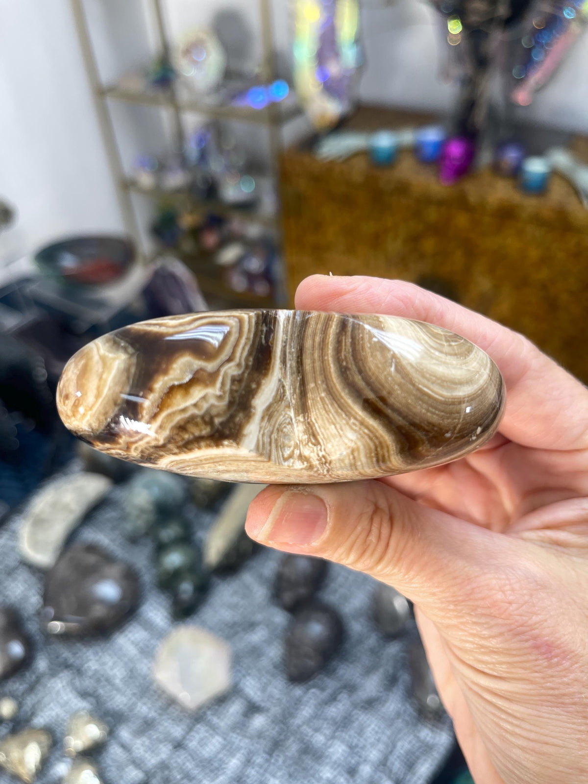 Chocolate Calcite Heart: Grounding Crystal Decor (3.25" x 2.75")