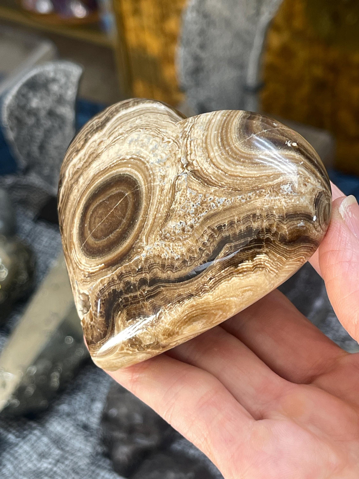 Chocolate Calcite Heart: Grounding Crystal Decor (3.25" x 2.75")