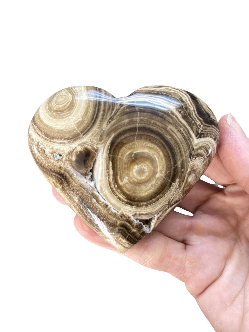 Chocolate Calcite Heart: Grounding Crystal Decor (3.25" x 2.75")