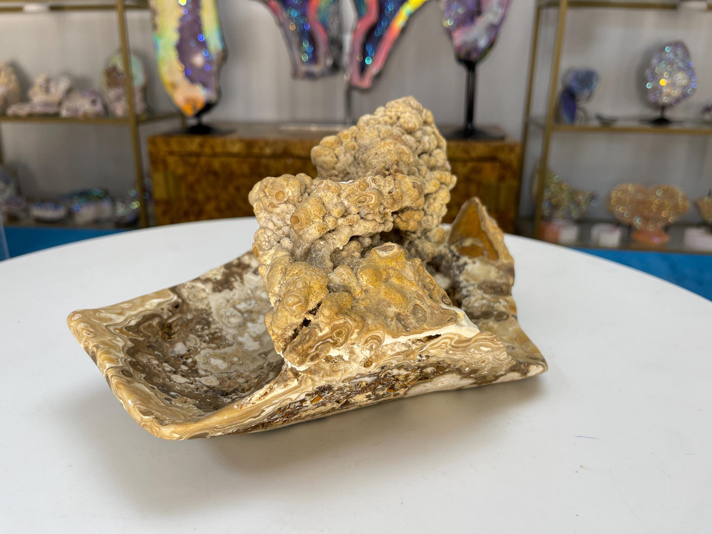 Natural Brown Onyx Bowl: Gemstone Crystal Altar Dish (11.54" x 7" x 6.5")