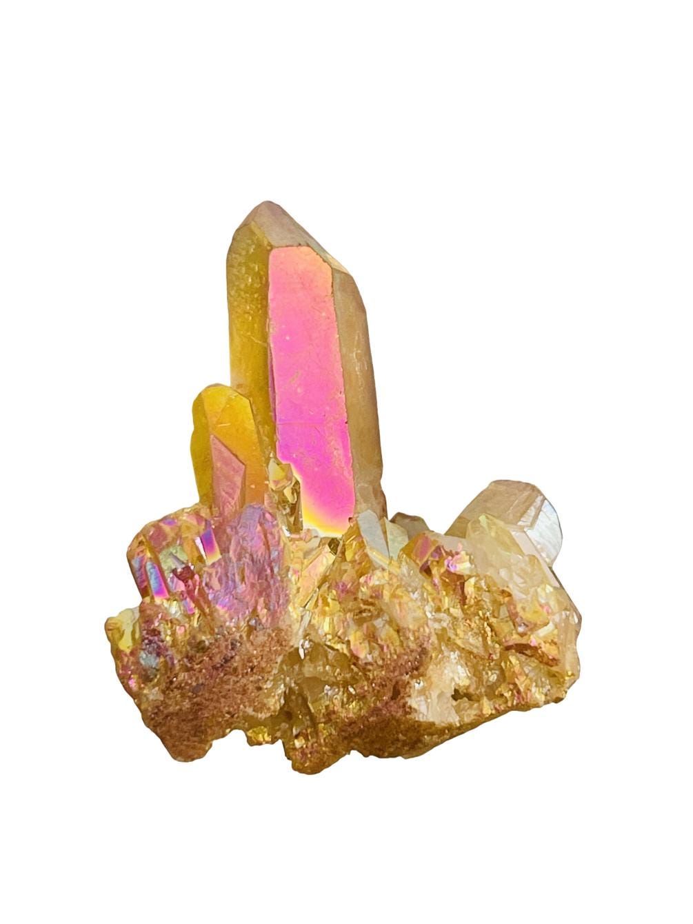 Sunset Aura Quartz Cluster, Aura Crystals, Home Accessories, Home Decor, Sunset Aura Crystals, Crystal Gifts, Christmas in July Sale