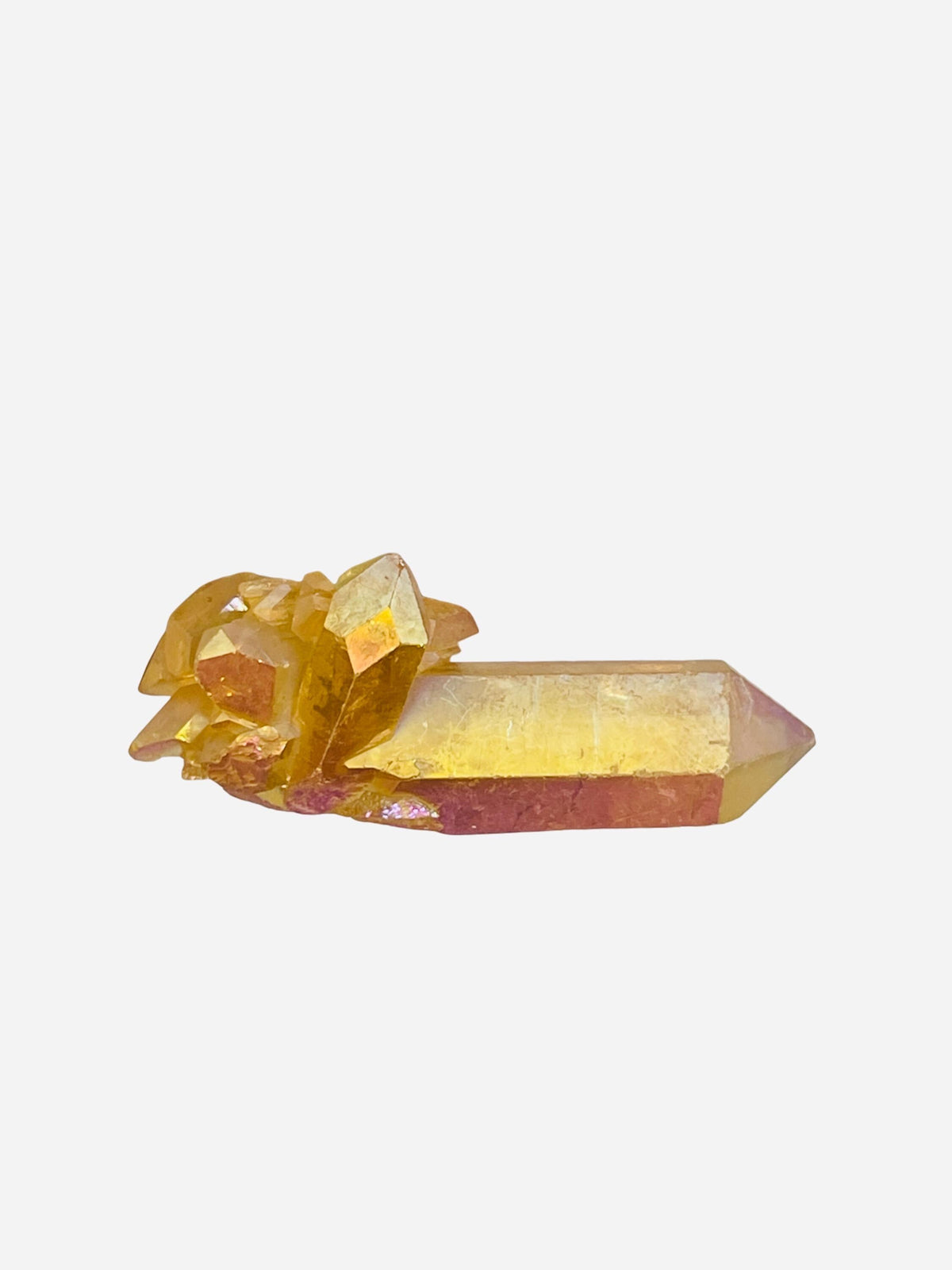 Sunset Aura Quartz Cluster: High Vibration Home Decor Crystal