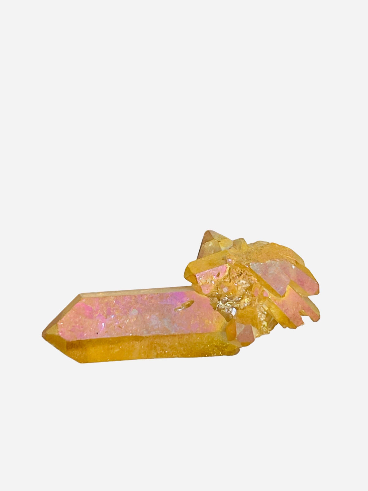 Sunset Aura Quartz Cluster: High Vibration Home Decor Crystal