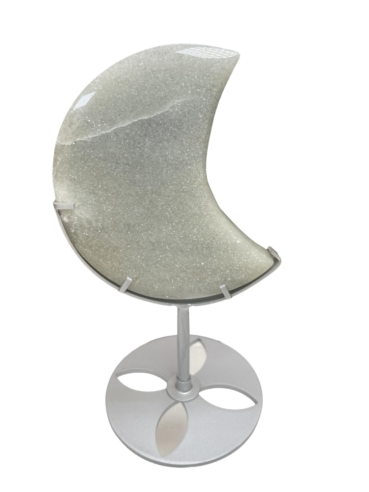 Silver Aventurine Moon with Mica on Silver Stand: Lunar Decor