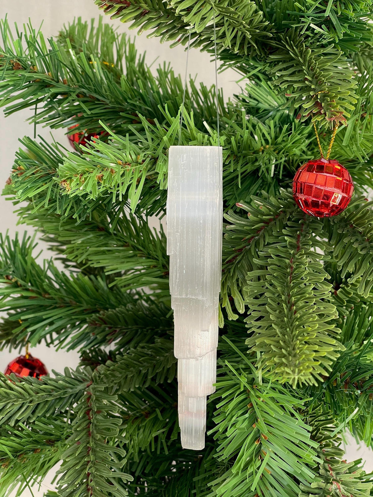 Selenite Icicle Ornaments, Crystal Christmas Tree Decor, Selenite Holiday Ornament, Healing Crystal Gift, Winter Decor
