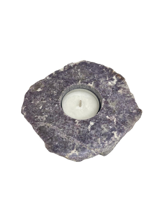 Lepidolite Candle Holder,  Purple Lepidoltie Mica, Crystal Tea Light Holder, Home Accessories, Home Decor, Crystals for Stress Relief