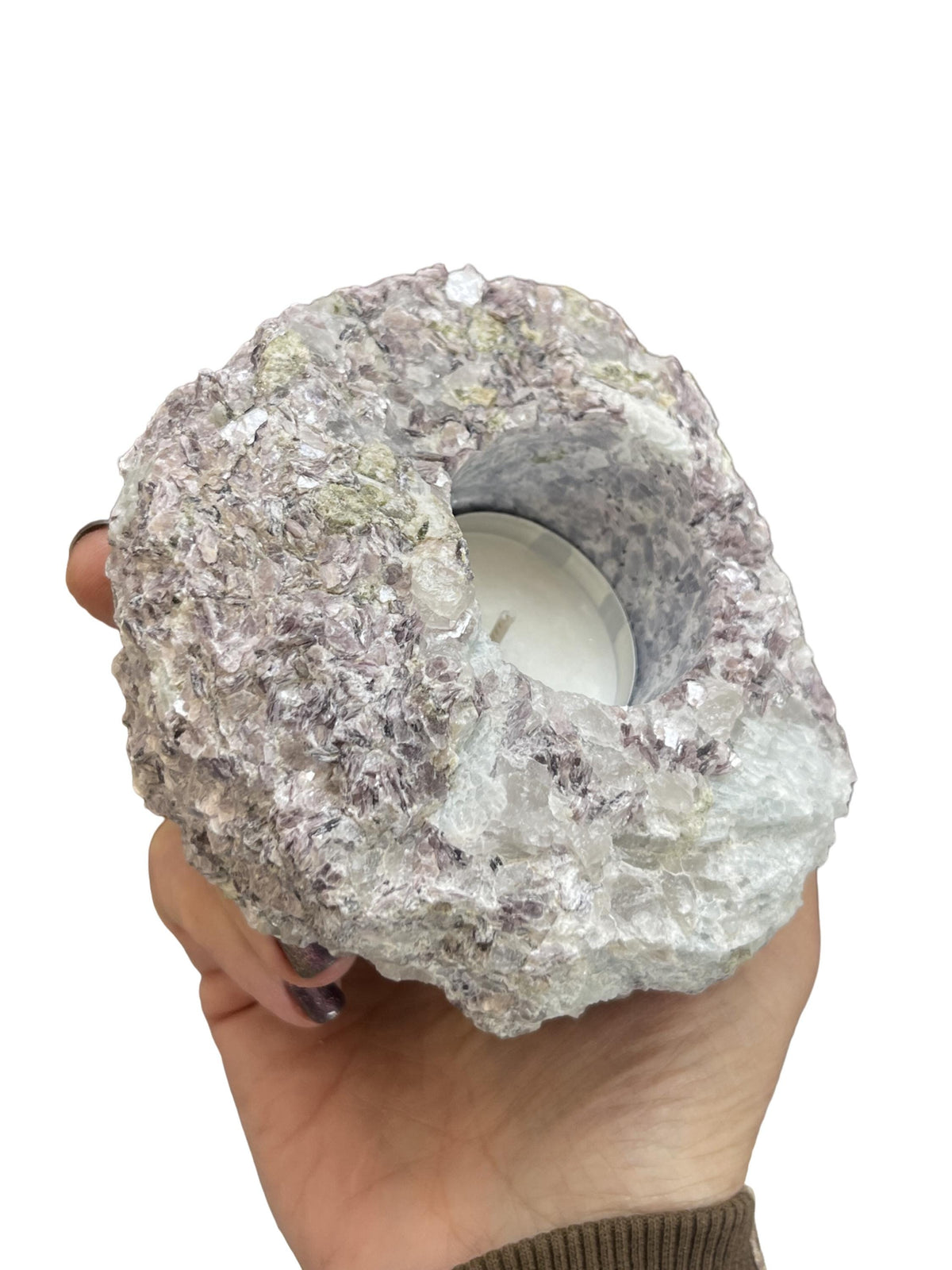 Lepidolite Candle Holder: Mica Tea light Candle for Calm