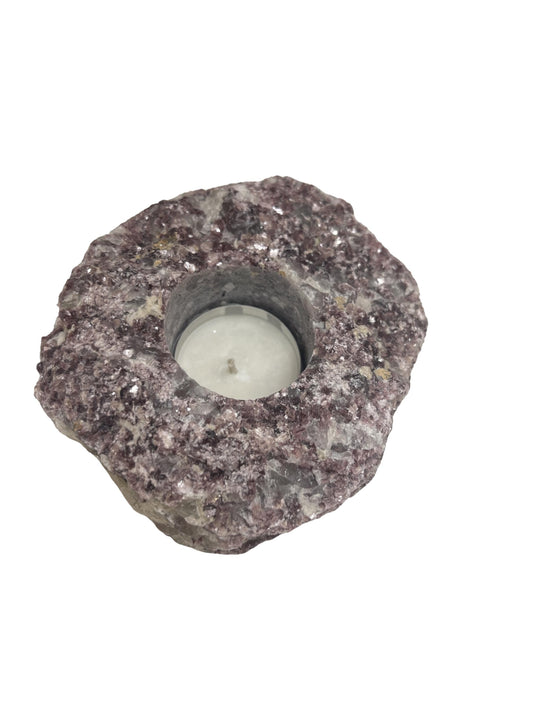 Lepidolite Candle Holder, Lepidoltie Mica, Crystal Tea Light Holder, Home Accessories, Home Decor, Crystals for Stress Relief