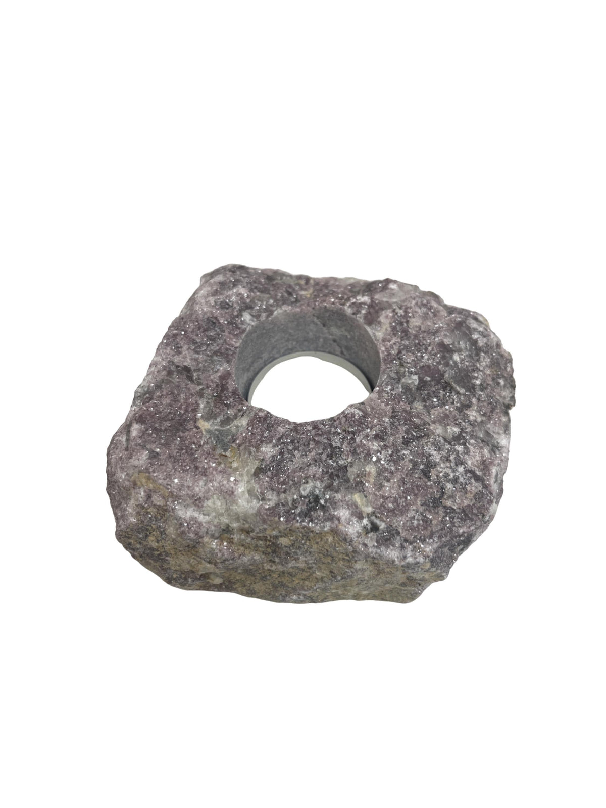 Lepidolite Tea Light Holder: Mica Crystal for Stress Relief