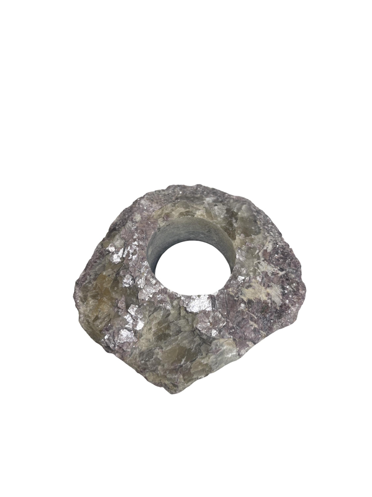 Lepidolite Tea Light Holder: Mica Crystal Candle Holder, Anxiety Relief Decor