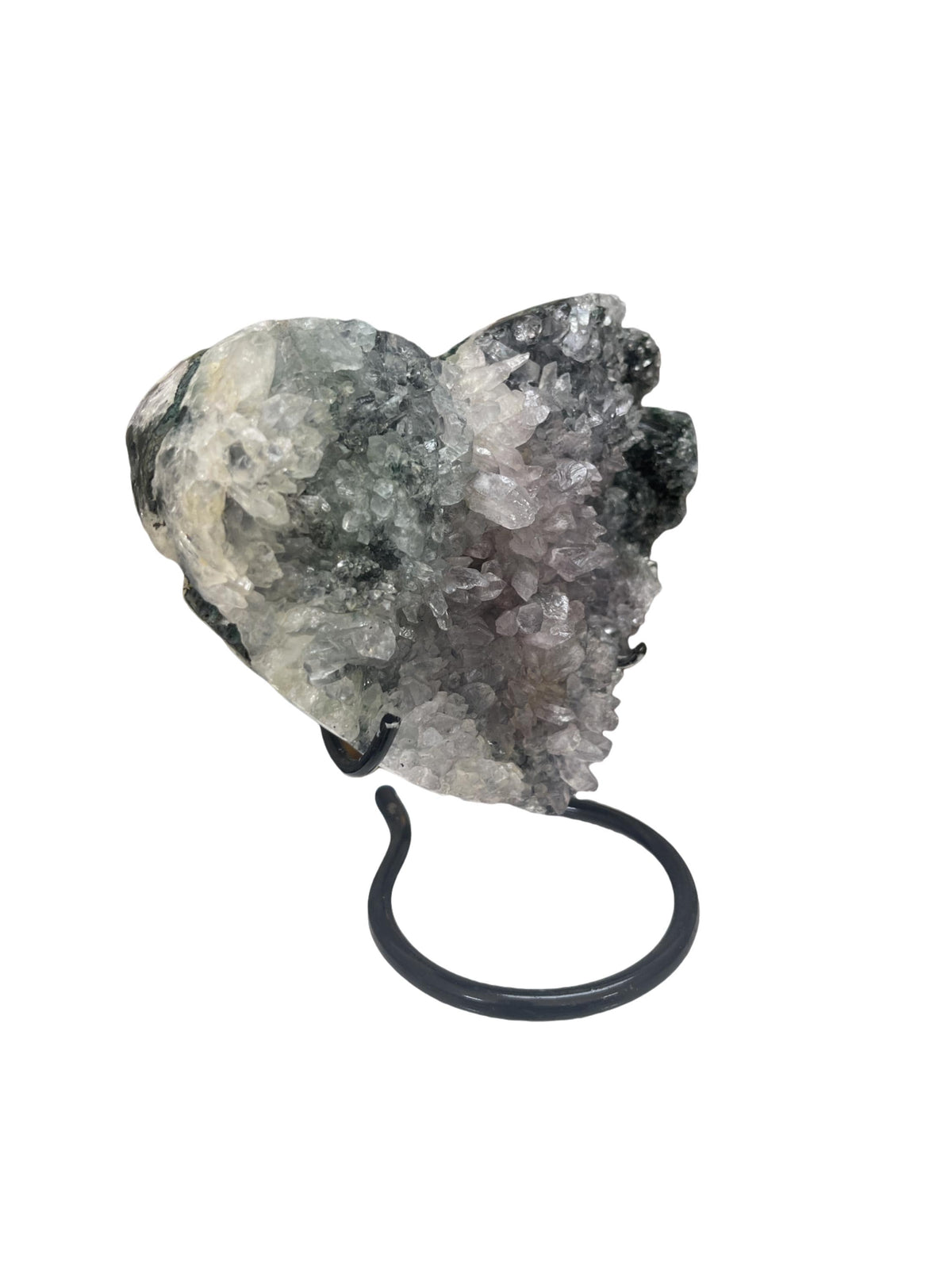 Amethyst Flower Heart Crystal on Stand: Valentine’s Day Gift, Home Decor