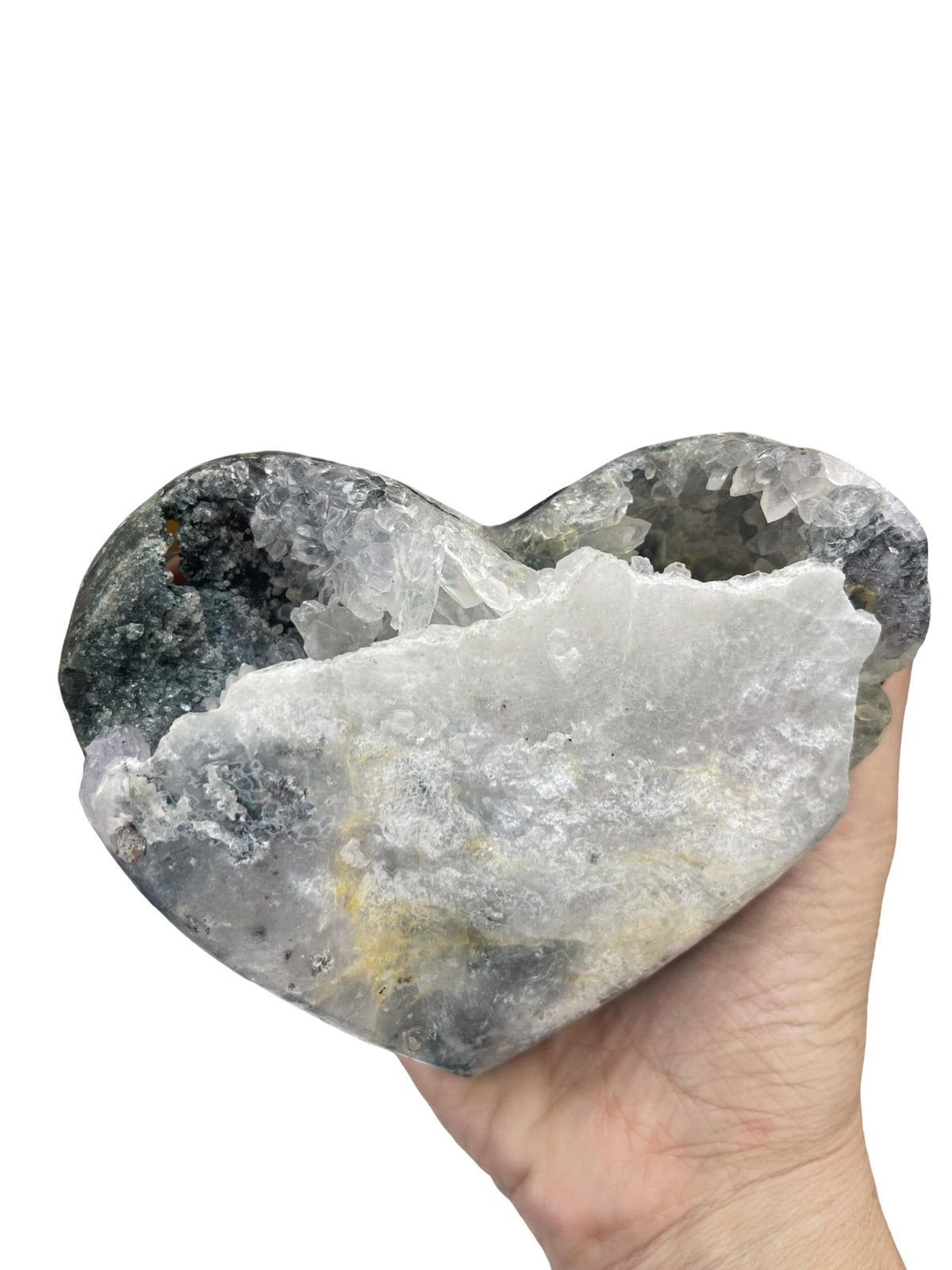 Amethyst Flower Heart Crystal on Stand: Valentine’s Day Gift, Home Decor