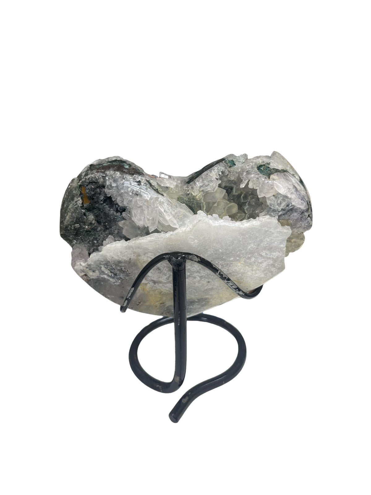 Amethyst Flower Heart Crystal on Stand: Valentine’s Day Gift, Home Decor