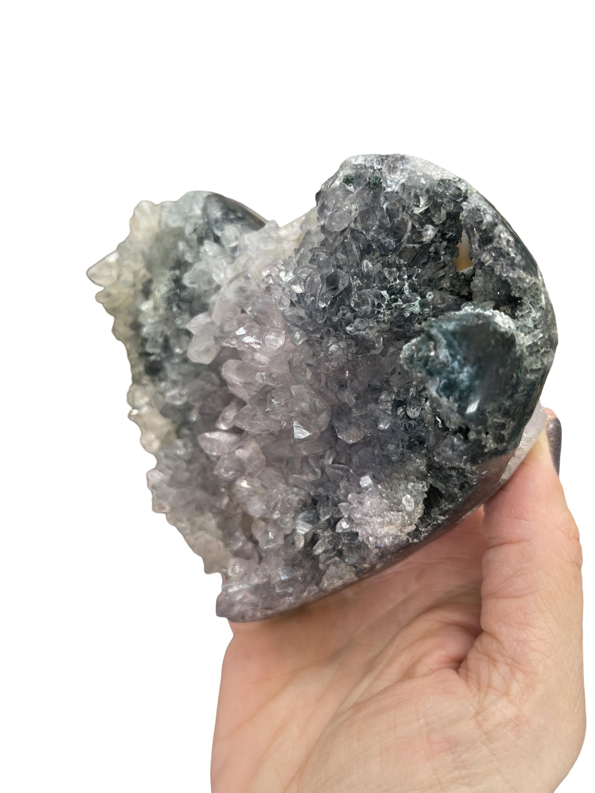 Amethyst Flower Heart Crystal on Stand: Valentine’s Day Gift, Home Decor