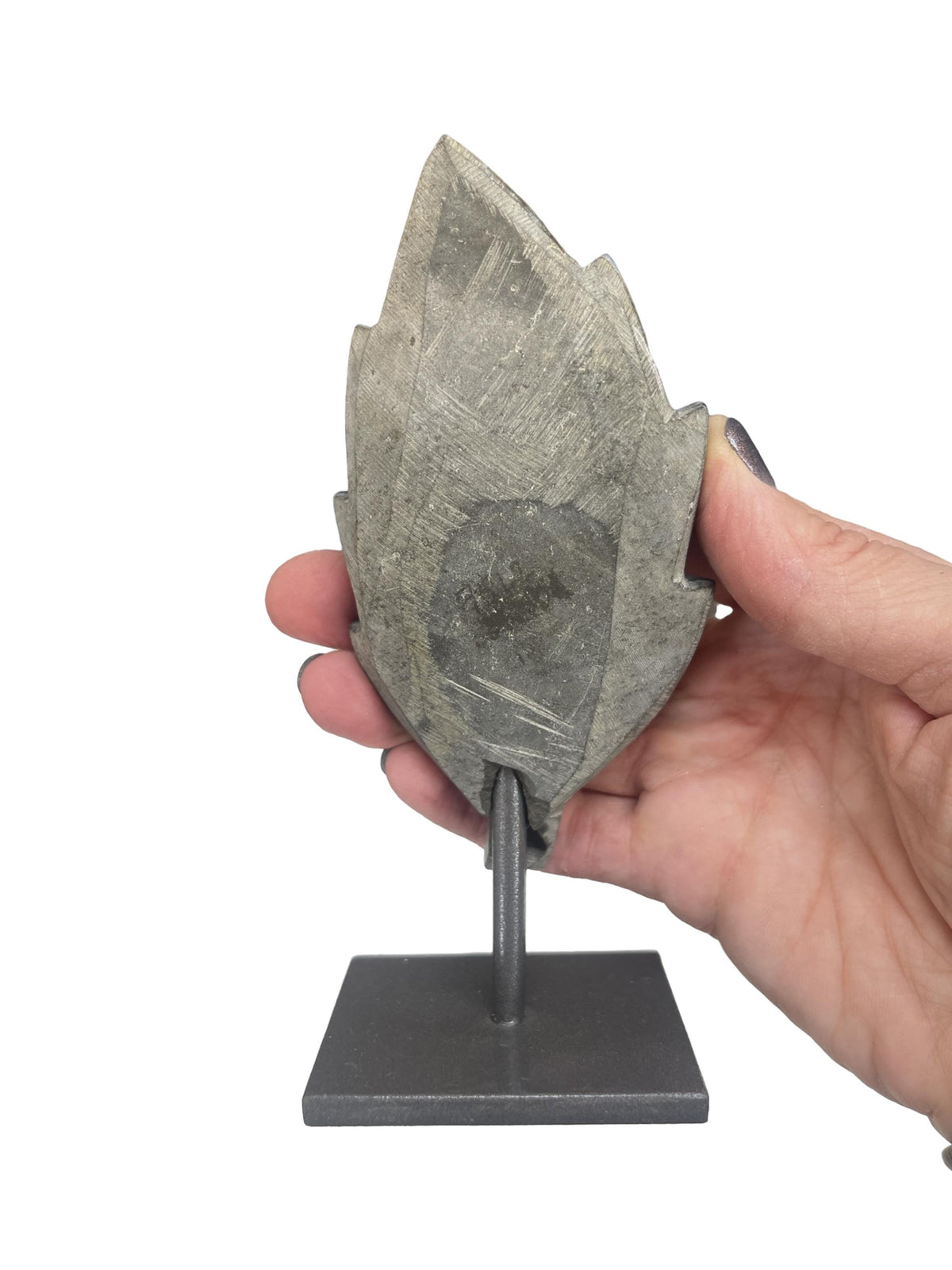 Amethyst Leaf Carving on Stand: Crystal Home Decor