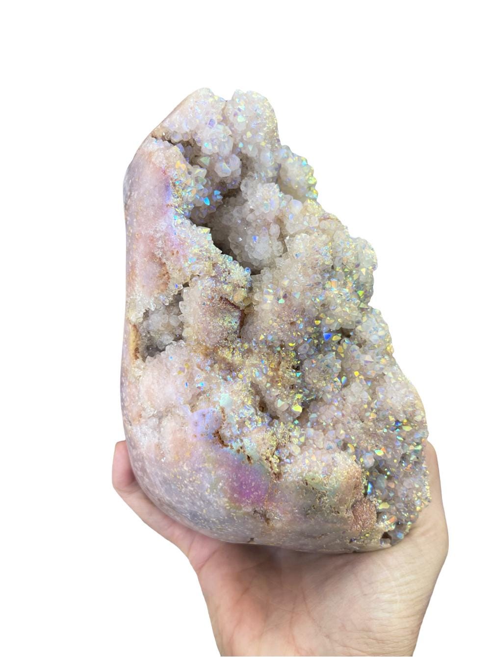 Angel Aura Pink Amethyst Crystal: Heart Healing  Statement Gemstone Decor