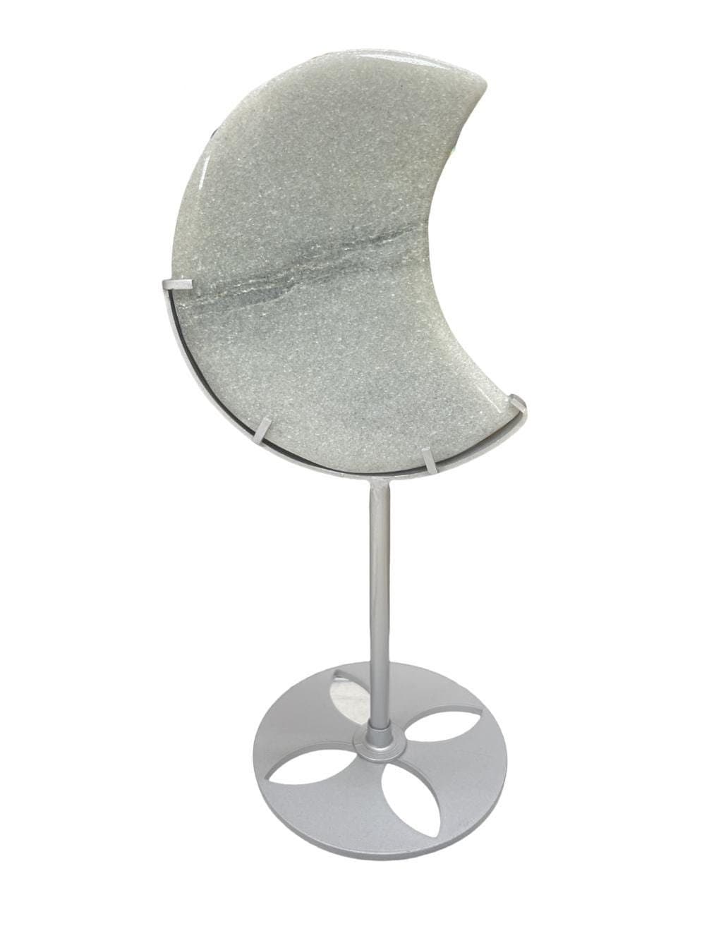 Sage Aventurine Moon with Mica on Silver Stand: Lunar Decor