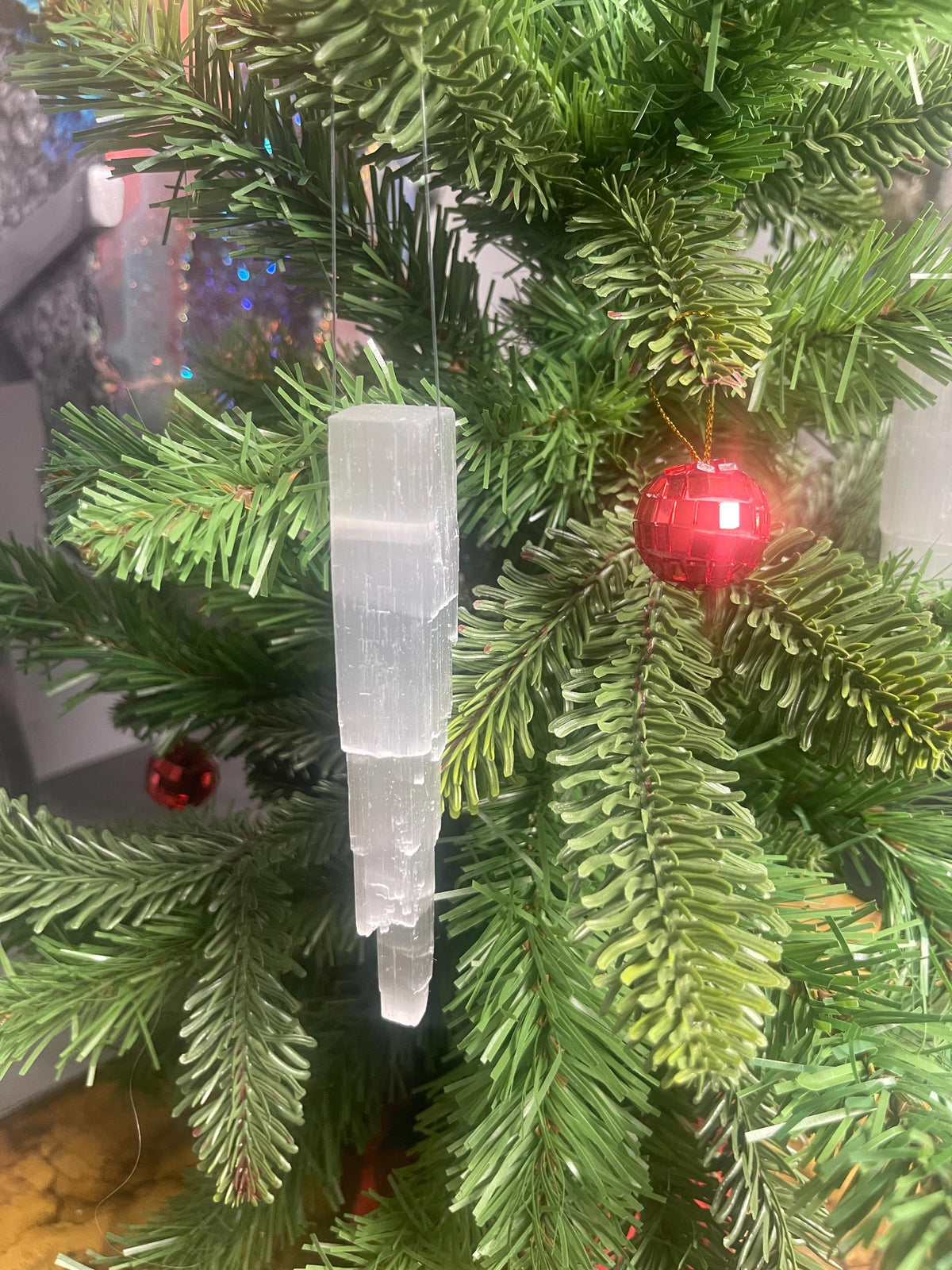 Selenite Icicle Ornaments, Crystal Christmas Tree Decor, Selenite Holiday Ornament, Healing Crystal Gift, Winter Decor