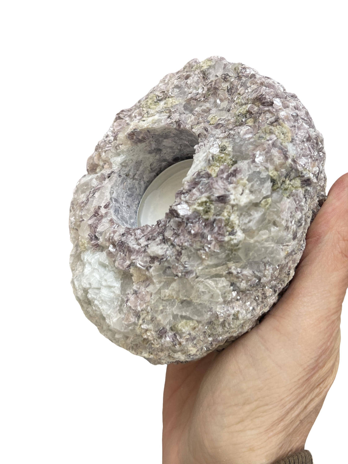 Lepidolite Candle Holder: Mica Tea light Candle for Calm
