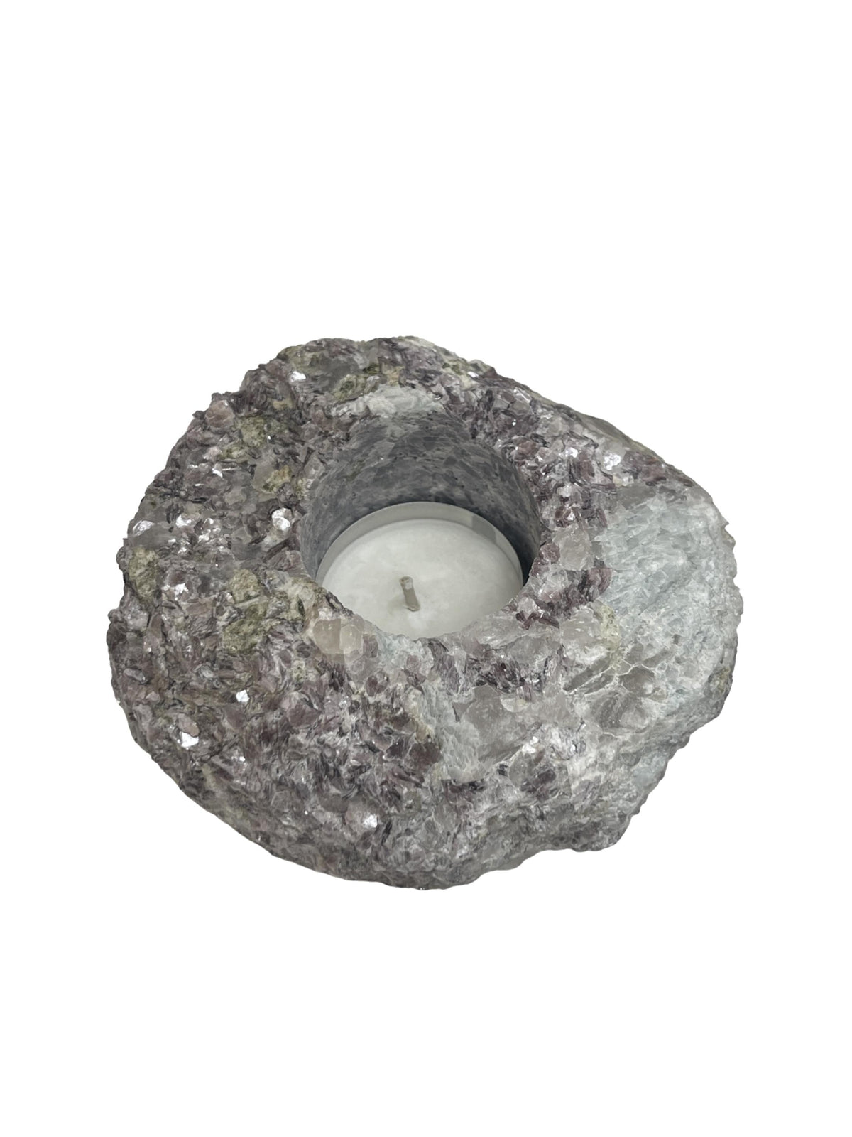 Lepidolite Candle Holder: Mica Tea light Candle for Calm