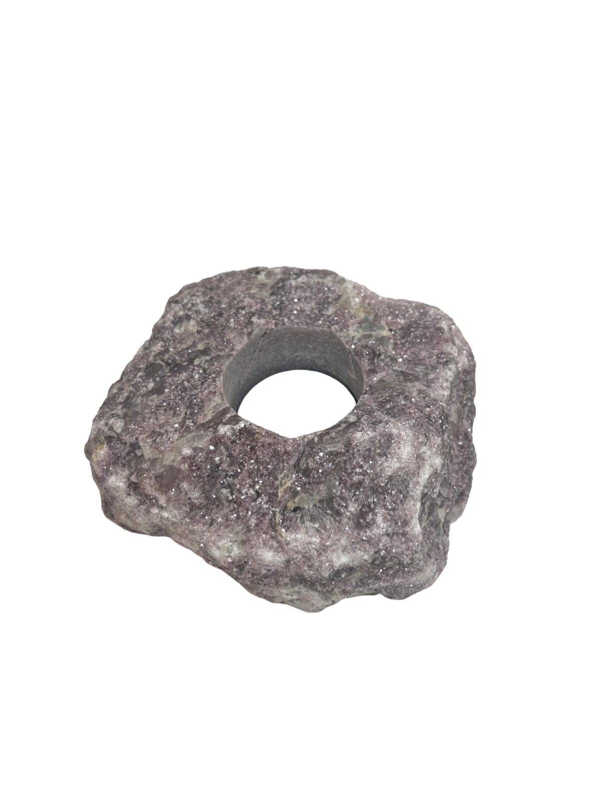 Lepidolite Tea Light Holder: Mica Crystal for Stress Relief