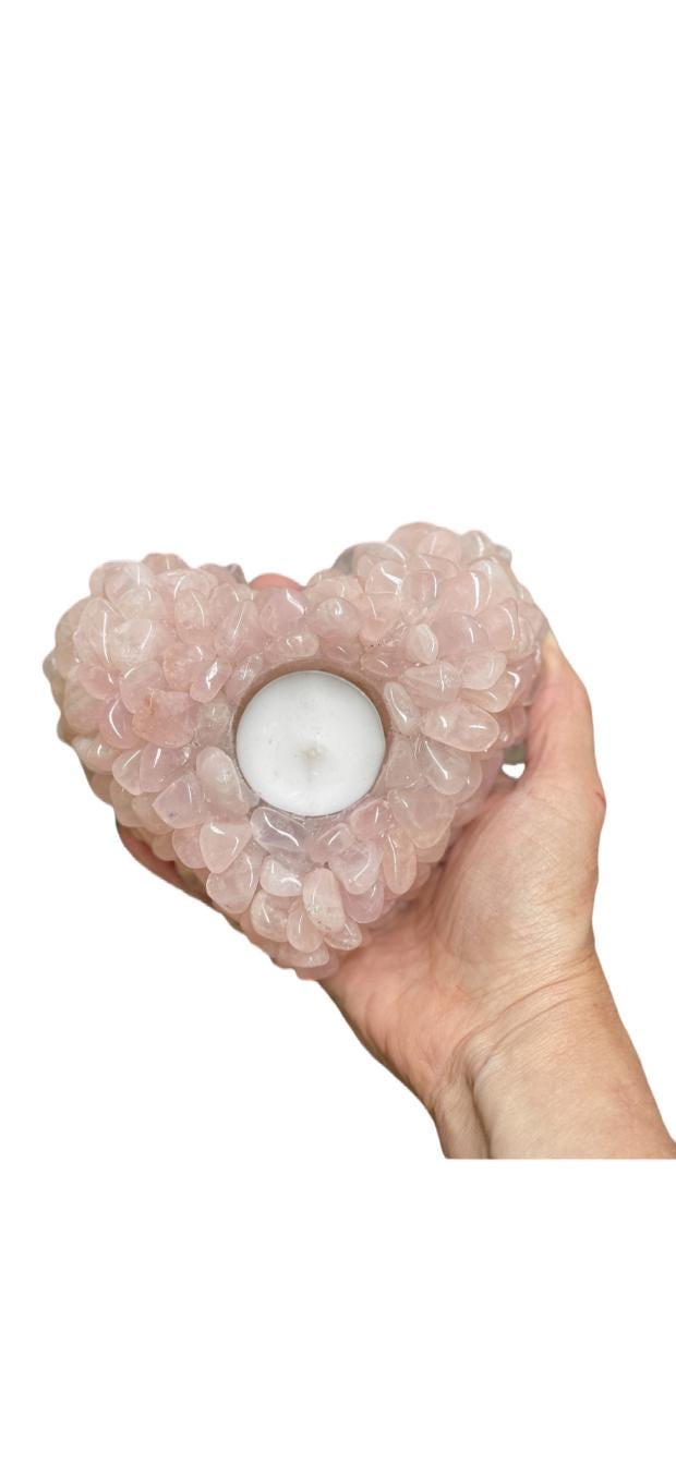 Rose Quartz Heart Candle Holder: Mother's Day Gift for Her, Gemstone Votive, Crystal Home Decor