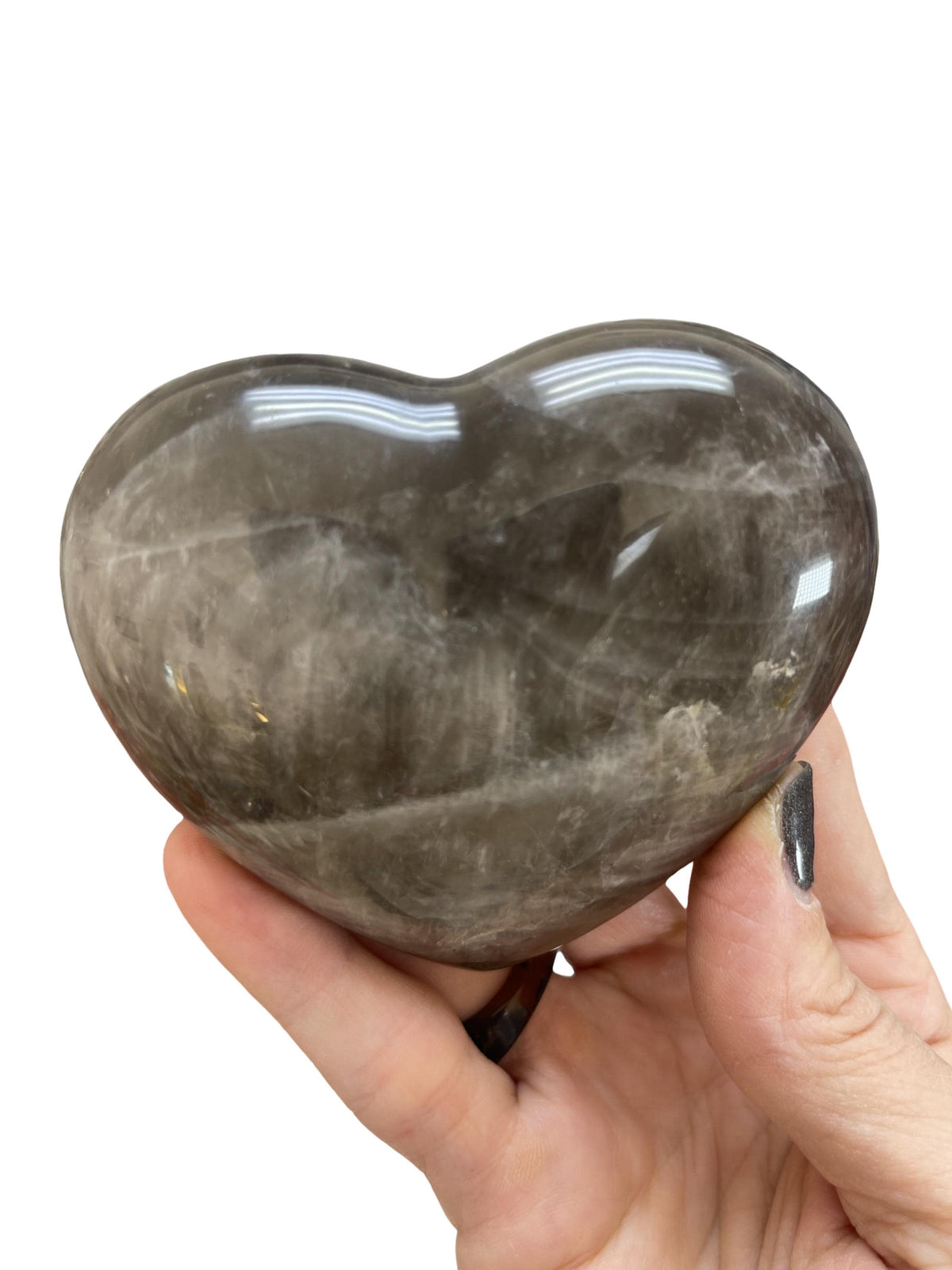 Smokey Quartz Heart Carving: Grounding Crystal with Rainbows