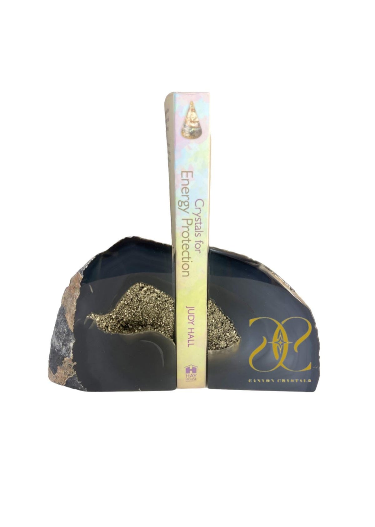 Custom Agate Bookends with Pyrite: Luxury Crystal Decor