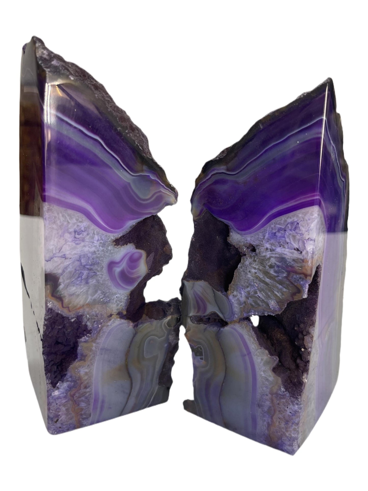 Purple Agate Bookends, Home Decor, Housewarming Gift for Him, Office Accessories,  Rocks and Geode Bookends, Library Decor, Gemstone Decor