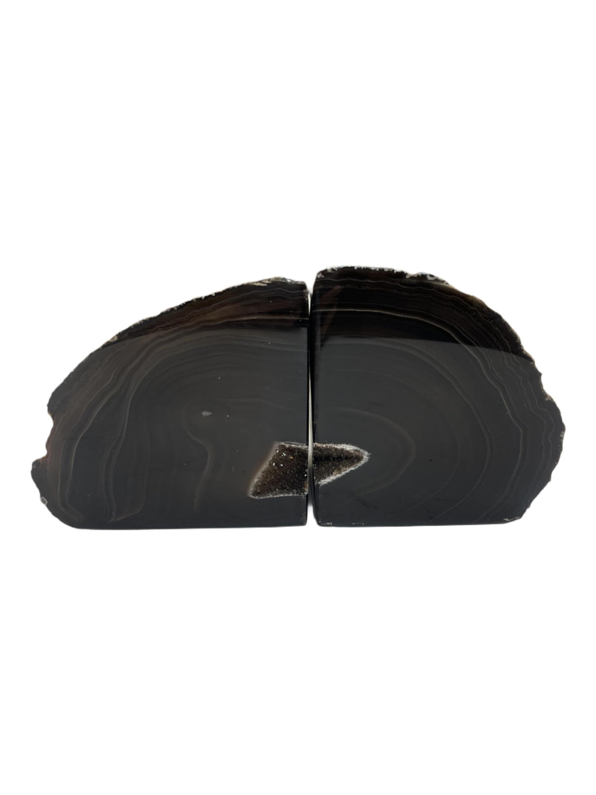 Brown Agate Bookends, Druzy Geode, Library Decor