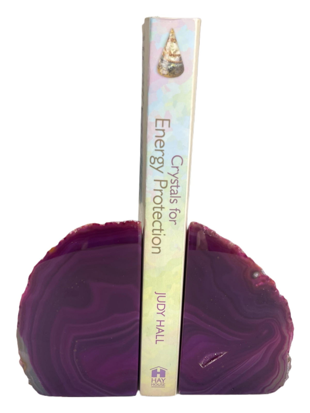 Magenta Agate Bookends: Geode Home and Library Decor