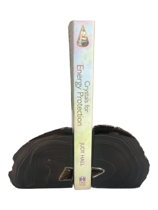 Brown Agate Bookends, Home Decor, Librarian Gift, Druzy Agate Geode, Housewarming Gift for Her, Rocks and Geode Bookends, Library Decor
