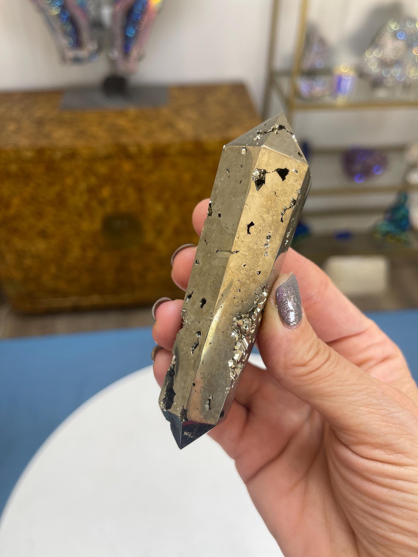 Double Terminated Pyrite Wand: Abundance & Protection Crystal Carving