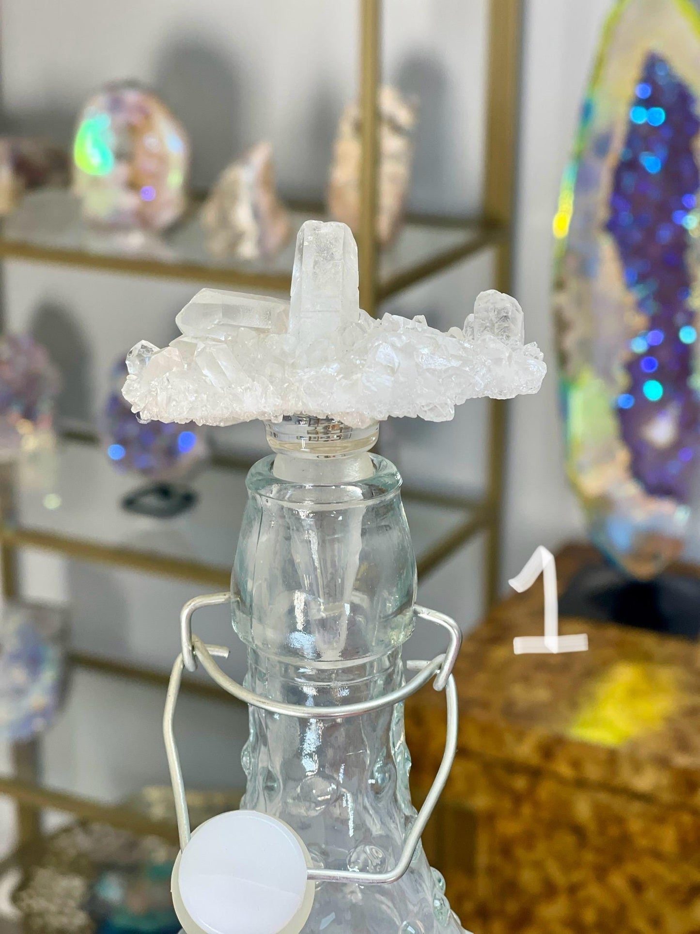 Raw Quartz Crystal Wine Stopper: Home Bar Accessories, Wine Bottle Topper