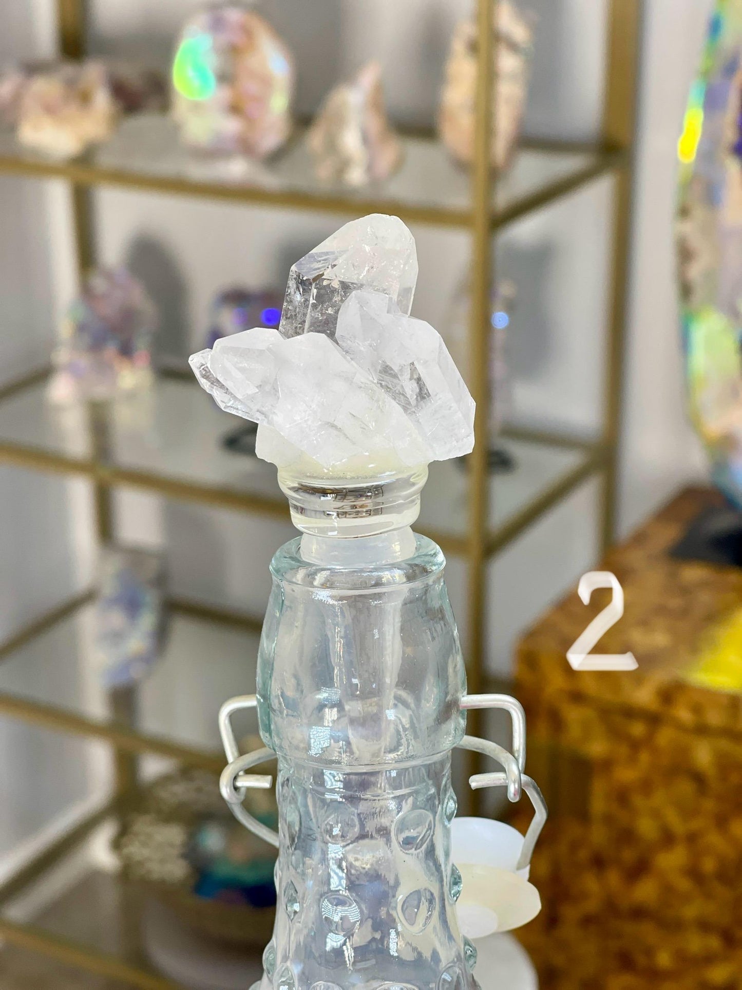 Raw Quartz Crystal Wine Stopper: Home Bar Accessories, Wine Bottle Topper
